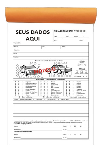 10 Talões Check List Guincho, Plataforma, Oficina 2x50