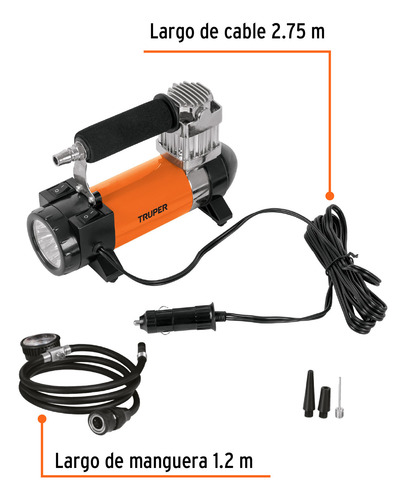 Compresora Portátil Para Llantas, 12v, Con Maletín, Truper