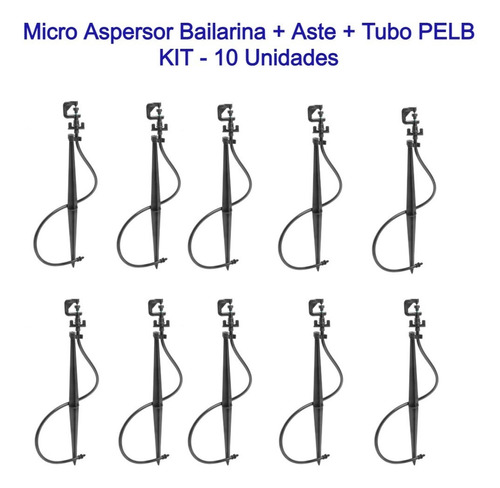 Imagem 1 de 5 de Micro Aspersor Bailarina Azul Com Aste E Microtubo - 10 Un