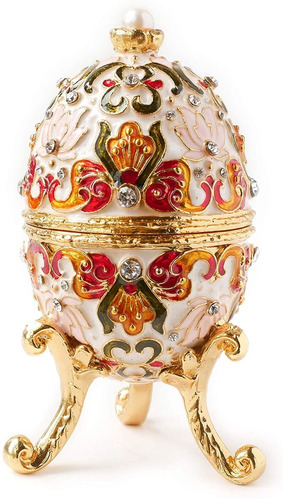 Huevo Faberge De Estilo Vintage Pintado A Mano Con Esma...