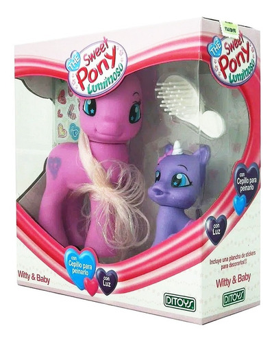 Imagen 1 de 4 de Muñeca The Sweet Pony Witty & Baby Luminoso Stickers Ditoys