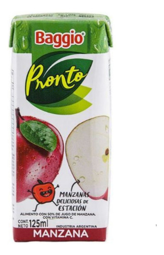 Jugo Baggio Pronto Manzana 125ml Caja X 18 Unidades