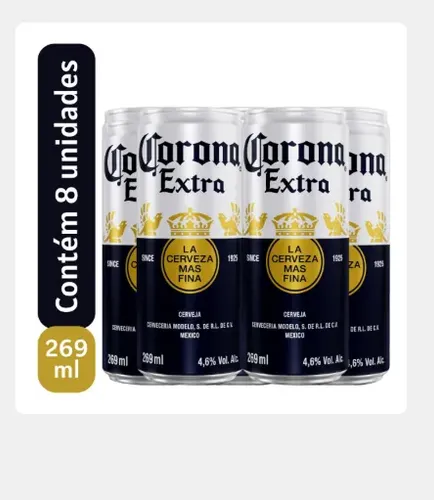 Cerveja Corona Extra Lata 269ml - 8 Unidades | Parcelamento sem juros
