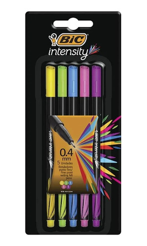 Marcador Punto Fino Colores Con 5 Piezas Intensity Bic