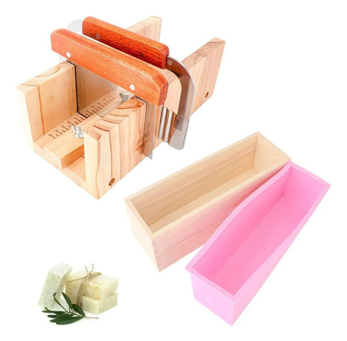 Molde Rectangular De Silicona For Jabón, Caja De Madera