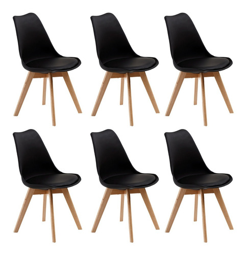 6 Silla Vonne Tulip Eames Madera Sillon Almohada Comedor