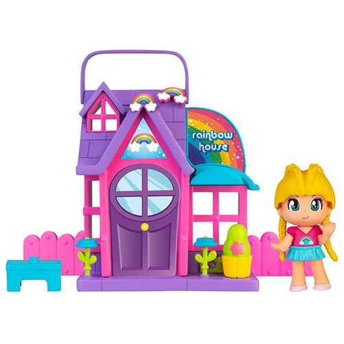 Pin Y Pon Casita Rainbow/flower House Con Muñeca Accesorios