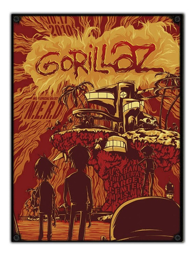 #850 - Cuadro Decorativo Vintage - Gorillaz Poster Rock