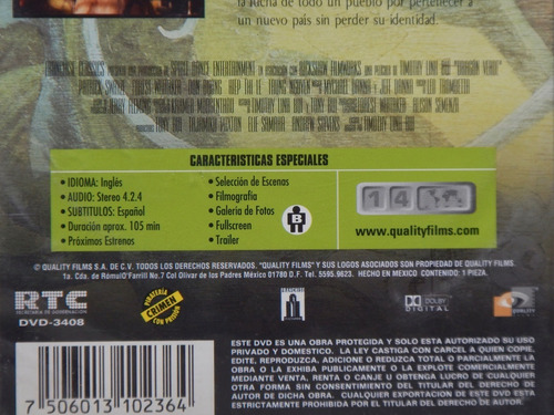 Dvd Dragon Verde Patrick Swayze Forest Whitaker Ll4
