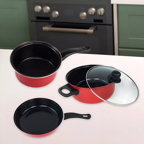 Batería De Cocina De Olla Y Sartenes, 4 Piezas, Práctica