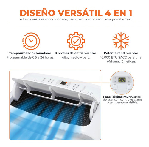Aire Acondicionado Portatil Seasons 3 En 1 Frio 13500 Btu Color Blanco