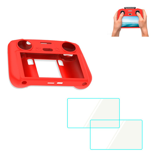 Capa Silicone Controle Dji Mini 4 Pro + Par De Películas