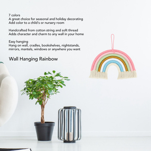 Rainbow Wall Decor Macrame Woven 7 Colors Hand Woven Hanging