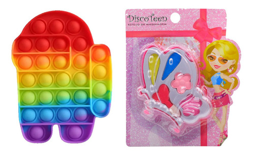 Imagem 3 de 6 de Kit De Maquiagem Infantil Completo + Pop It + Lata Kmlt7