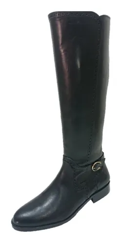 Bota Campera Dama Tipo Vestir Franco Cuadra Negra Lisa
