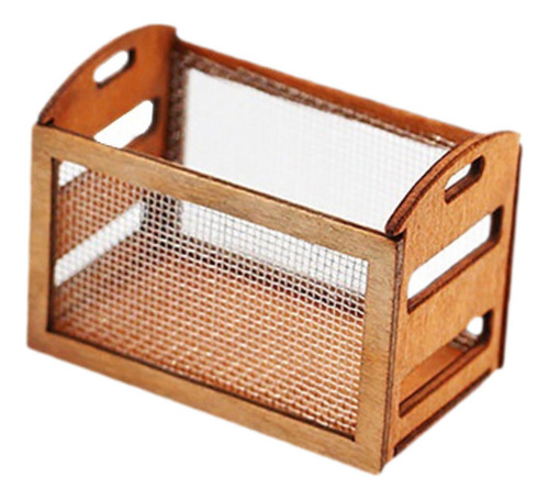 Mini Cesta De Madera Para Casa De Muñecas, Contenedor De