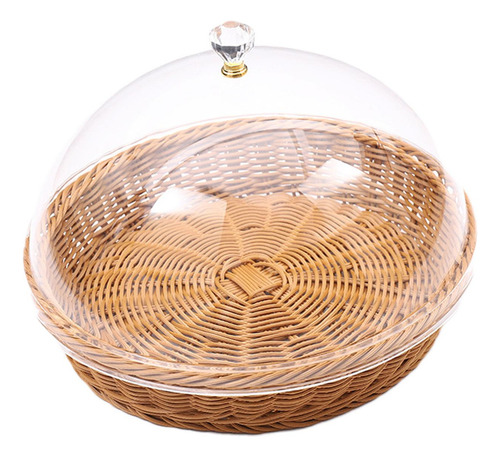 Cesta De Pan Tejida Con Tapa, Cesta De Mimbre De 35cmx22cm.