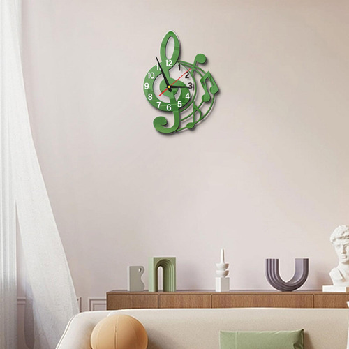 Reloj De Pared Silent Sweet Musical Diseño Verde