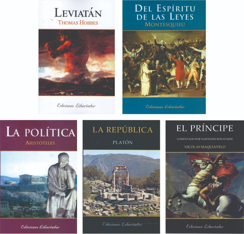 Lote X5 Libros Aristoteles Hobbes Platón Maquiavelo Política