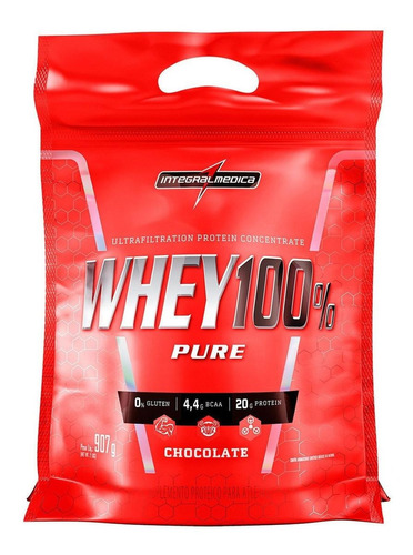 Imagem 1 de 1 de Suplemento em  pó Integralmédica  Whey 100% Pure proteínas sabor  chocolate em sachê de 907g