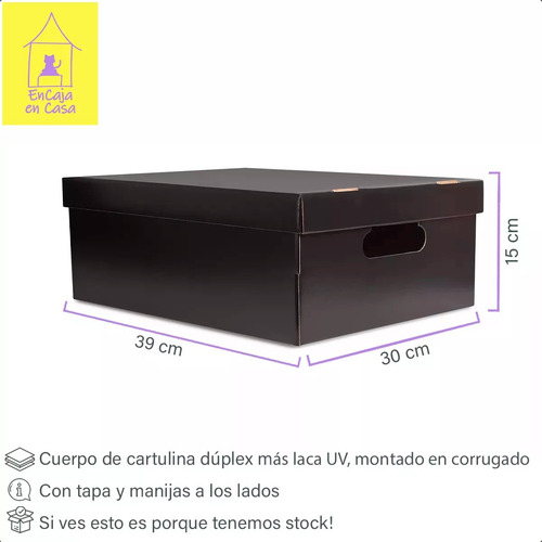 Pack X3 Cajas Organizadoras De Cartón Barnizadas Azul Lisa