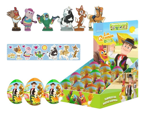 Pack 12 Huevos Sorpresa La Granja De Zenón 2d Stickers Dulce
