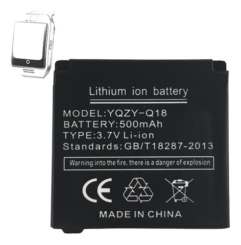 Reloj Inteligente Bateria Litio 500 Mah Capacidad Q18