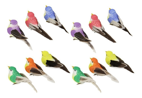 12 Figuras De Pájaros Artificiales De Espuma Adornamento Man