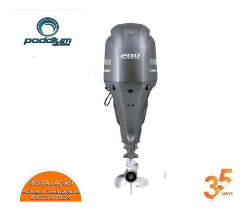 Imagem 1 de 8 de Motor De Popa Yamaha 4t F200 Fetx+ Frete E/t Poddium Náutica