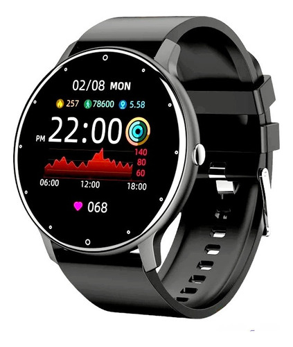 Reloj deportivo inteligente negro de 45 mm con pantalla redonda Ip67