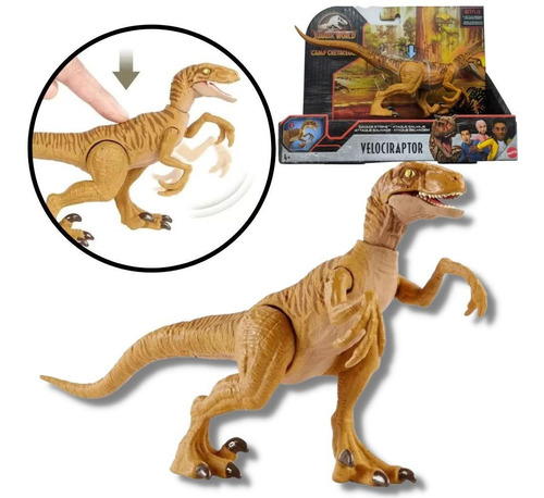 Dinossauro - Velociraptor Marrom Jurassic World Camp Mattel