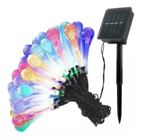 Imagen 4 de 5 de Guirnalda Solar Gotas De Agua 5 Metros 50 Led Multicolor