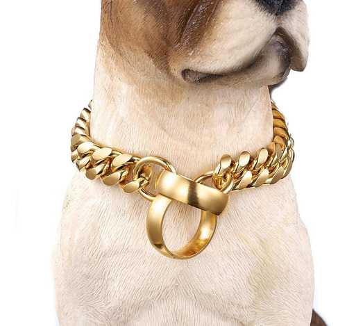 Llmiin Dog Gold Chain Link Dog Collar 18k Pet Dog Collar Nec