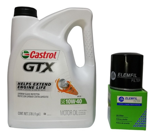 Aceite Castrol Gtx 10w40 Galón (3.78 L) + Filtro Aceite