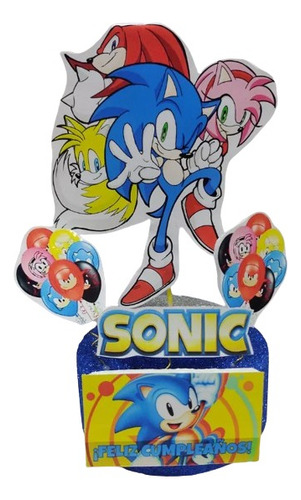 Sonic  Adorno Torta Cotillon Chirimbolos