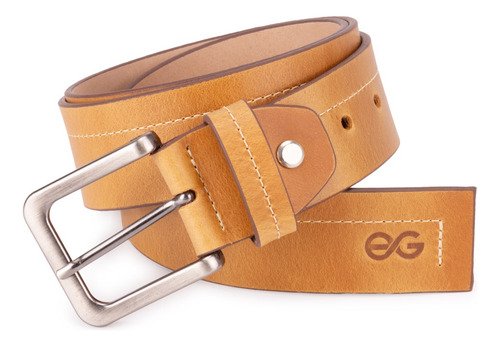 Cinto Casual Masculino Fivela Metal Couro Legítimo Fóssil Cor Marrom-claro Tamanho GG (serve calça 50-52)