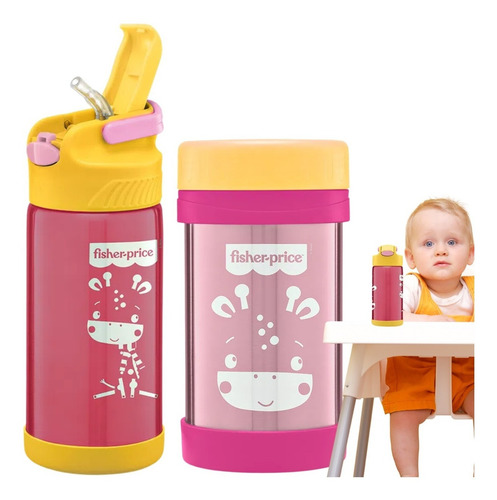 Imagem 8 de 8 de Garrafinha Infantil De Inox Canudo Silicone + Pote Térmico