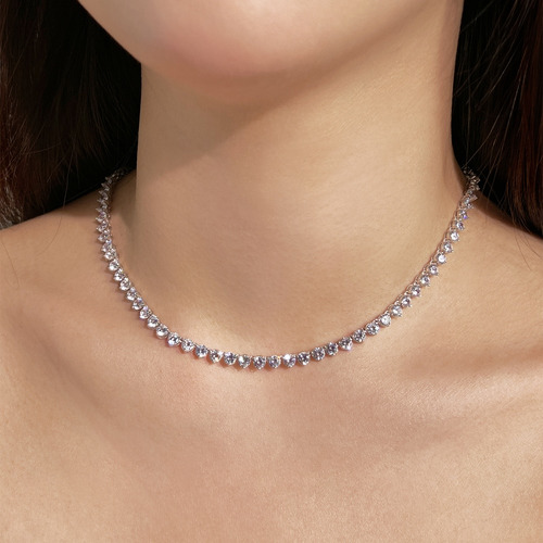 Colar Riviera 4mm Fecho Gaveta 3 Garras Prata 925 Eternal