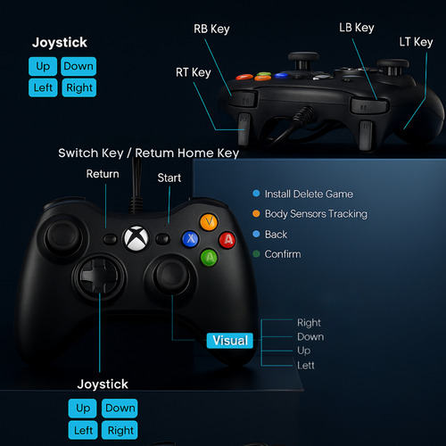 Controle Para Xbox 360 Tv/pc/android Joystick Com Fio