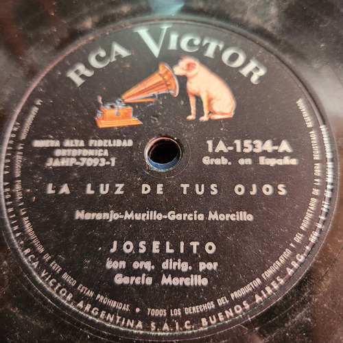 Pasta Joselito Con Garcia Morcillo Orq Rca Victor C589