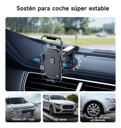 Soporte para Teléfono Automovil MTK-TE5119 | 360° Giratorio • Brazo Extensible 85-135mm • Compatibilidad Universal 4.5"-7" (iPhone/Samsung/Huawei)