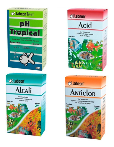 Kit Controle Alcon Teste Ph + Acid + Alcali + Anticlor  Full