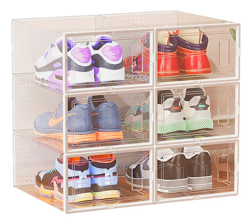 Set 6 Cajas Organizadoras De Zapatos Apilables Multiuso 33cm