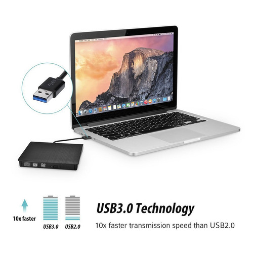 Imagen 2 de 5 de Externo Usb 3,0 Unidad De Dvd Rw Quemador Escritor Lector Re