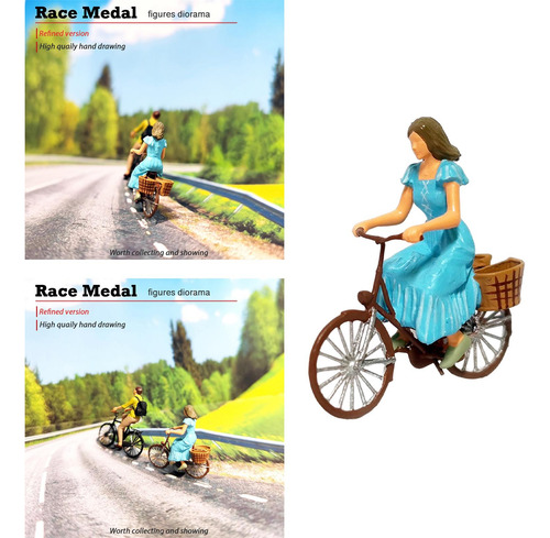 3 Uds 1:64 Figura Montar Bicicleta Niña Y Niño Modelo De