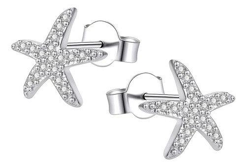 Aretes Plata Con Diseño Estrella Mar Mar Baile Mico Pave Cz