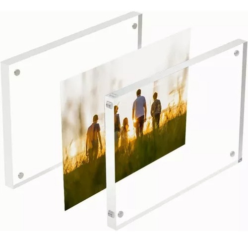 Portarretratos De Cristal/acrílico C/marco Doble De 15x10 Cm