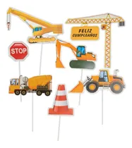 Comprar Topper Grúas Feliz Cumpleaños Camión Cono Señal De Tránsito