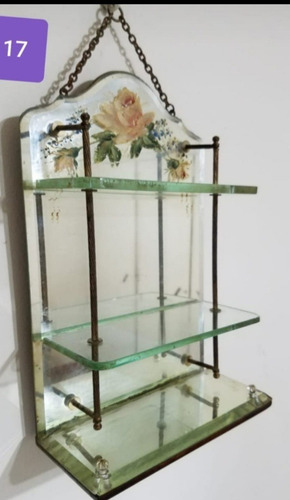 Antiguo Estante Perfumero Cristal Bronce Victoriano Floral 