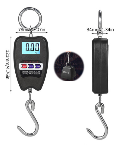 Báscula Balanza Colgante Gancho Digital Lcd Portátil 200kg/n